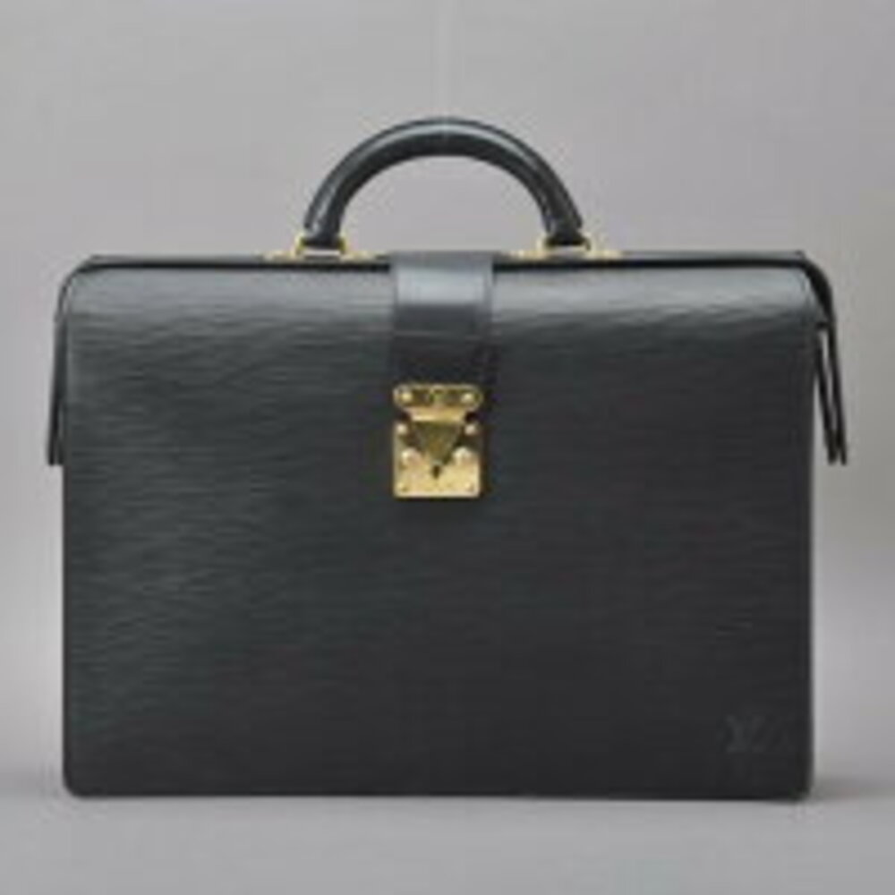 Louis Vuitton Serviette Fermoir briefcase business bag Epi leather black lock ag